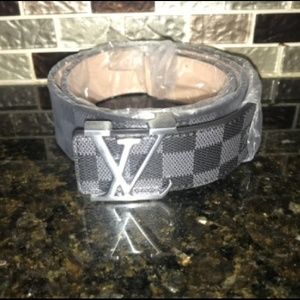 Men's Louis Vuitton belt Damier Black Silver 26-30